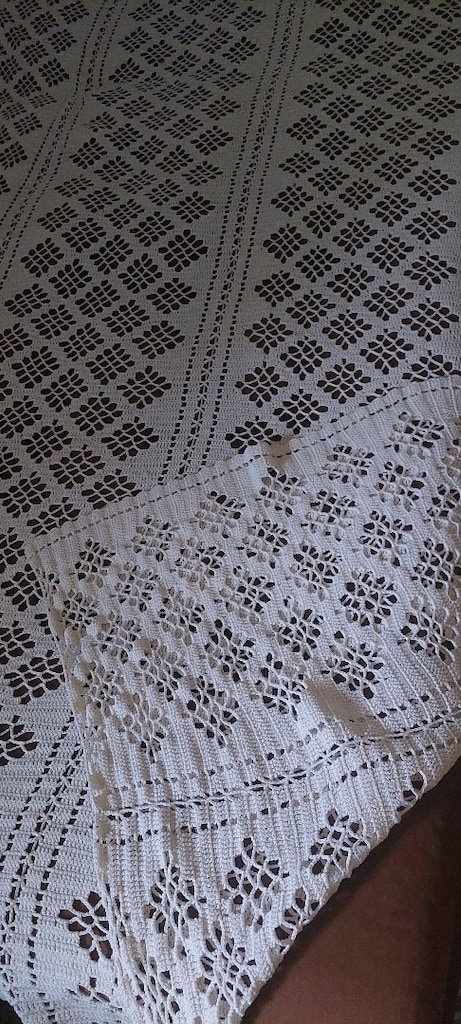 YATAK ÖRTÜ 210/200CM VİNTAGE AVRUPA KALIN DANTEL BEYAZ - 6