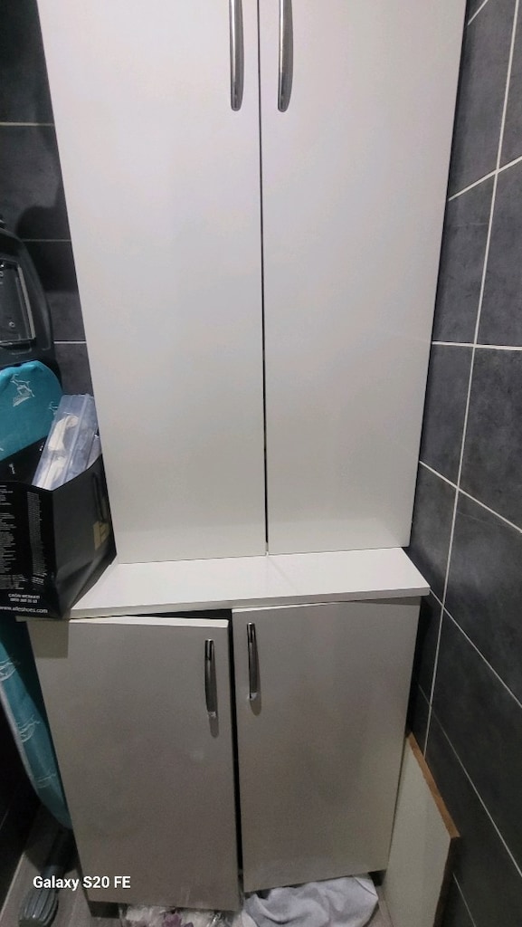 1 TANE Banyo dolabı kirli sepetli 2 âdet çok amaçlı dolap lake boyali - 5