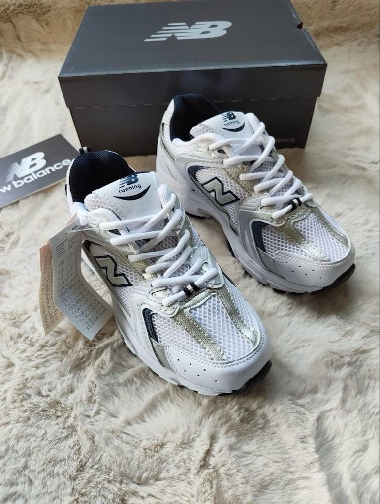 ‼‼NEW BALANCE 530 BEYAZ/GÜMÜŞ LACIVERT DETAY (KOYU LOGO) - 3
