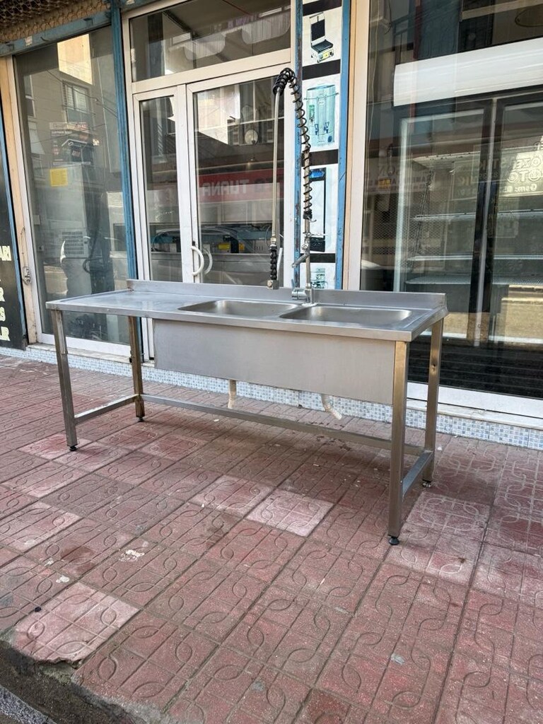 krom tezgah evyeli krom tezgah çift evyeli krom tezgah makine girişli - 6