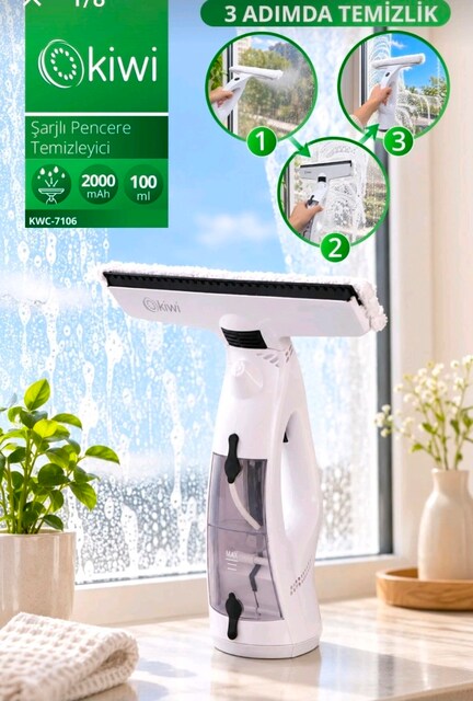 KİWİ KWC 7106 Şarjlı vakumlu pencere temizleyici. Sıfır kutusunda.