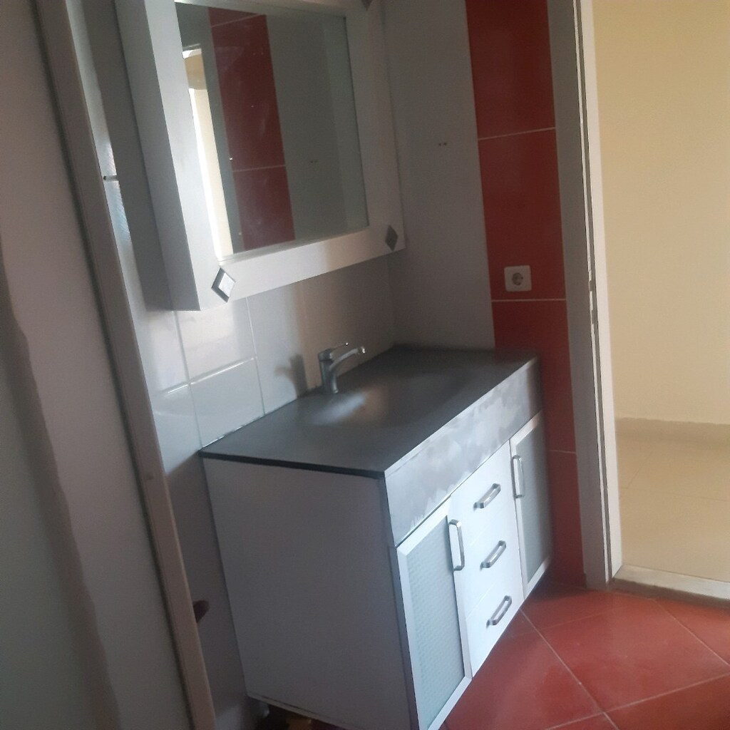100x55x84cm alt dolap ve 62×100×9 cm aynali ust Banyo lavabo dolabi - 2