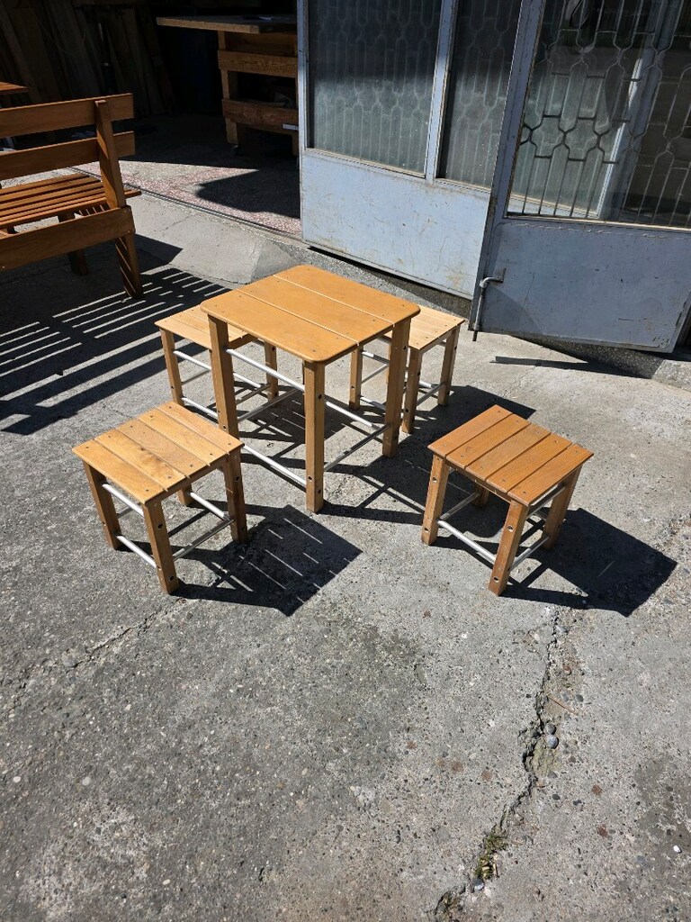 4 kişilik Ahşap masa tabure takımı - 3