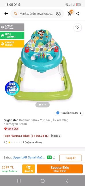 Acil satılık! Bright Starts bebek yürüteç