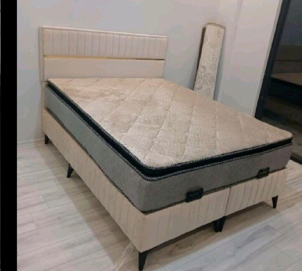 krem çift kişilik baza yatak - 4