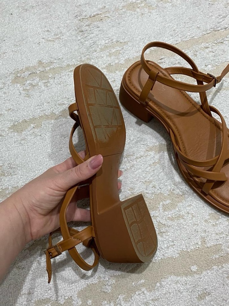 elle hakiki deri sandalet