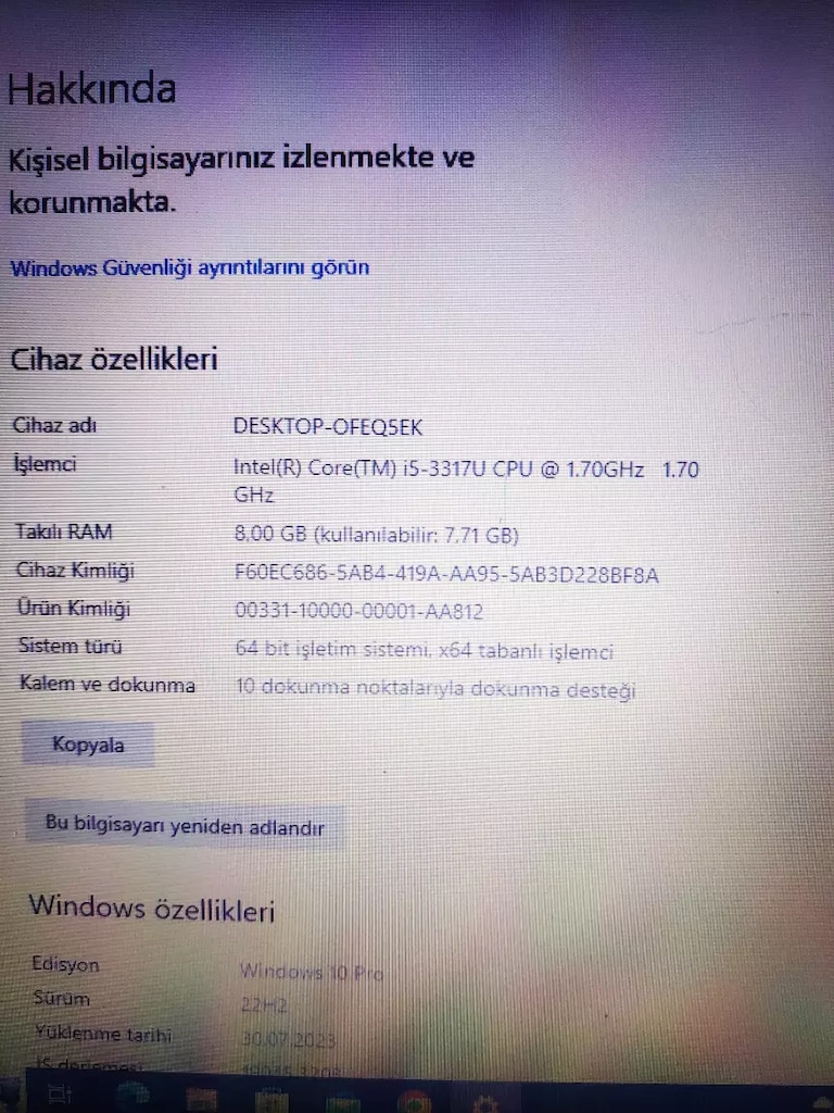 Samsung dokunmatik ekranlı i5 - 2
