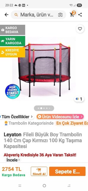 ev tipi trambolin.