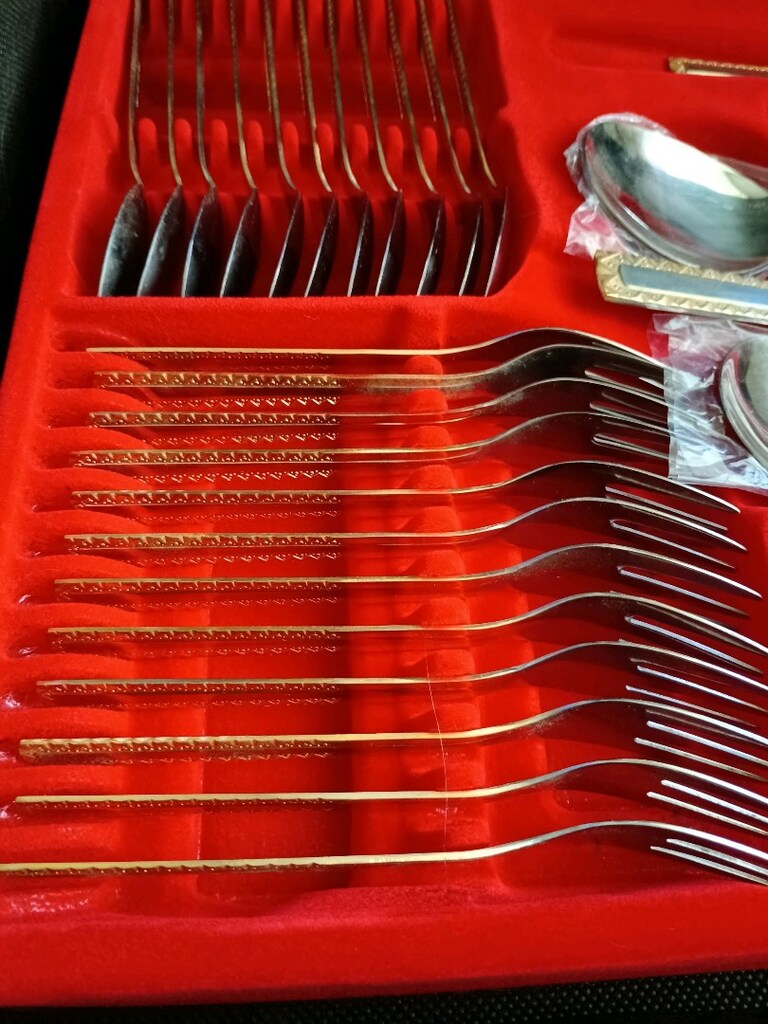 Gold set kaplama çatal kaşık bıçak seti - 5
