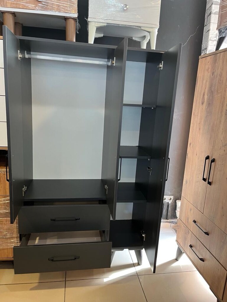 Antrasit 3 kapılı gardrop elbise dolabı - 3