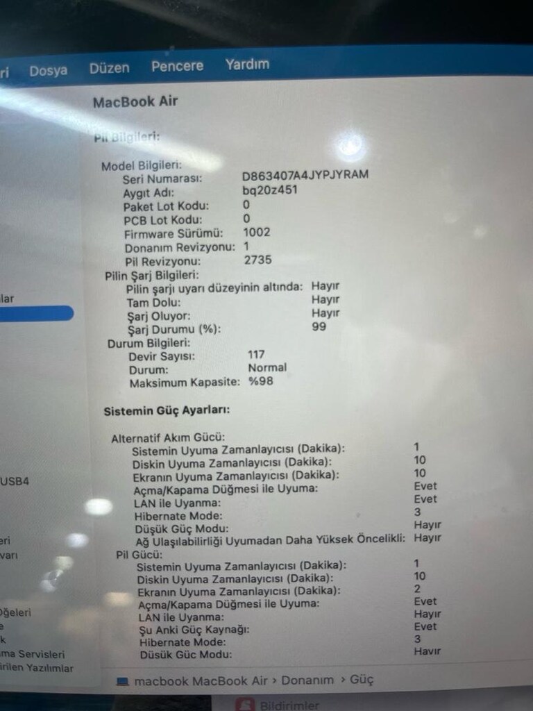 MacBook Air M1 2020 model 8 Gb rem 256 Gb Ssd KUTU FATURA MEVCUT ilk g - 9
