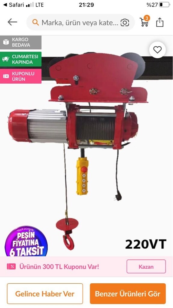 DLMAX 750/1500 KG 30 Metre Elektrikli Şaryolu Vinç - 2