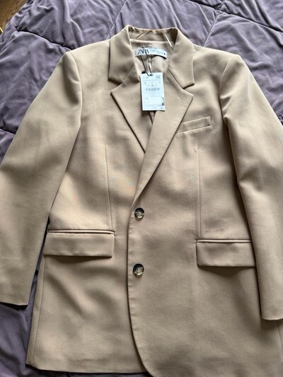 Zara Bej Oversize Blazer Ceket – Etiketli, Sıfır