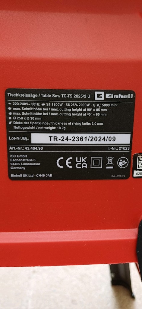 Einhell TC-TS 2025 2U Tezgah tipi Testere Sıfır Gibi - 4