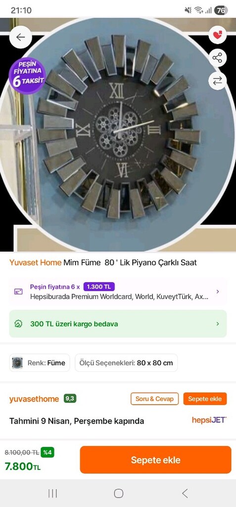 aynalı mekanizmalı duvar saati - 2
