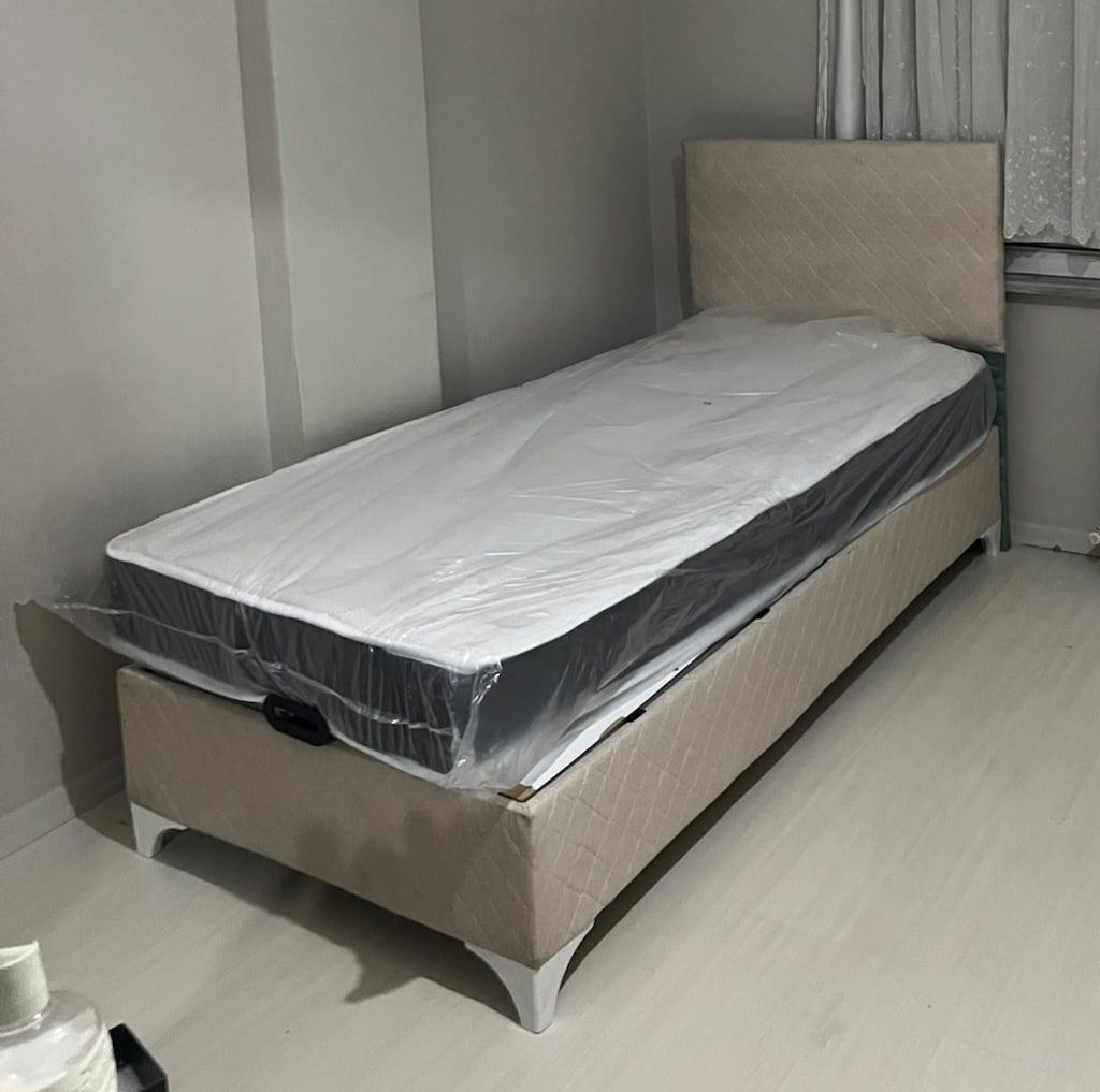 Sıfır Tek Kişilik Baza Başlık Yatak Seti 90x190 Eko Yaylı Yatak Dahil - 8