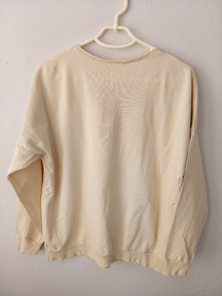 Kabartma yazı desen parlak sarı sweatshirt - 5