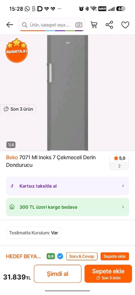 Beko inox Derin Dondurucu 7 çekmeceli + buz çekmecesi - 2
