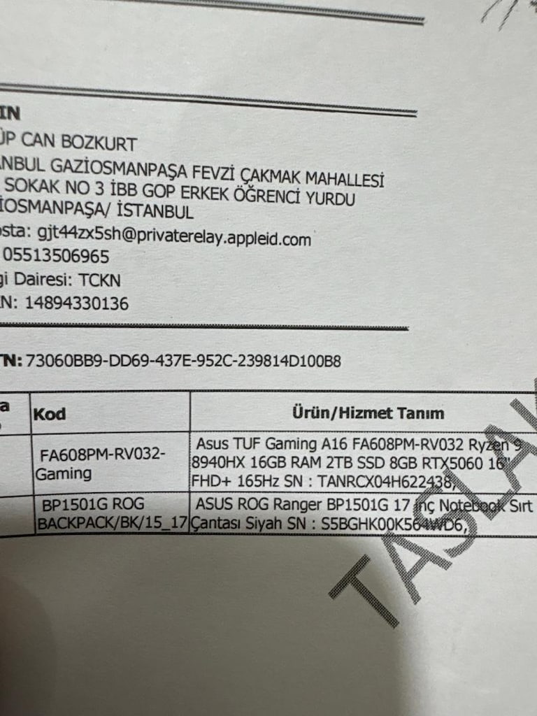Öğrenciden Asus TUF Gaming A16 - 3