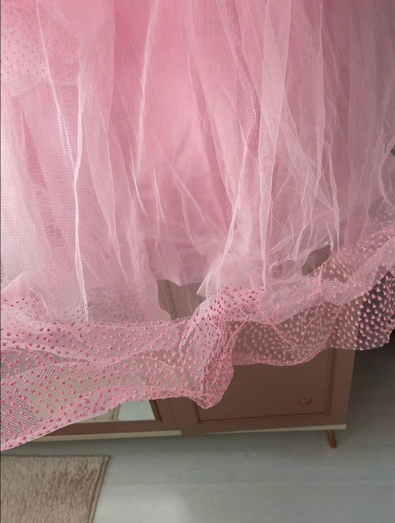 pembe kat kat tüllü kız çocuk abiye elbise - 9