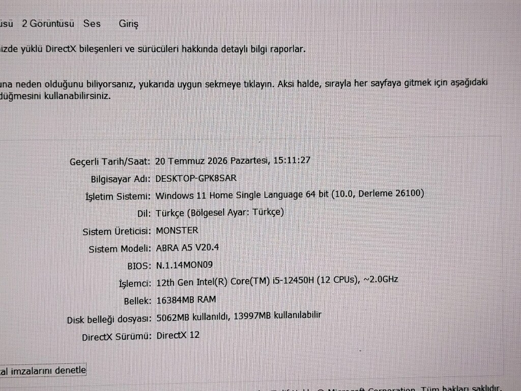 1 YİL GARANTİLİ MONSTER İ5 12.NESİL 16GB RAM 512GB SSD RTX 4050 6GB EK - 3