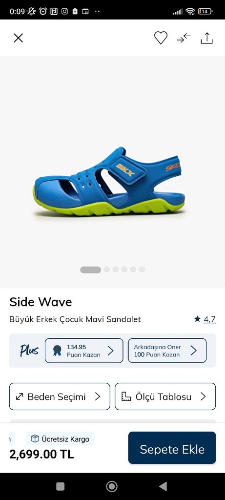 Skechers Mavi Erkek Çocuk Sandalet 35 numara - 5