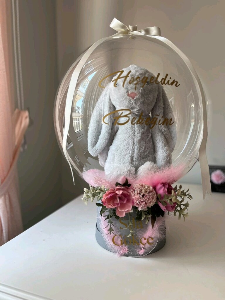 peluş tavşan ,balon içinde tavşan hediyelik ürünler - 6