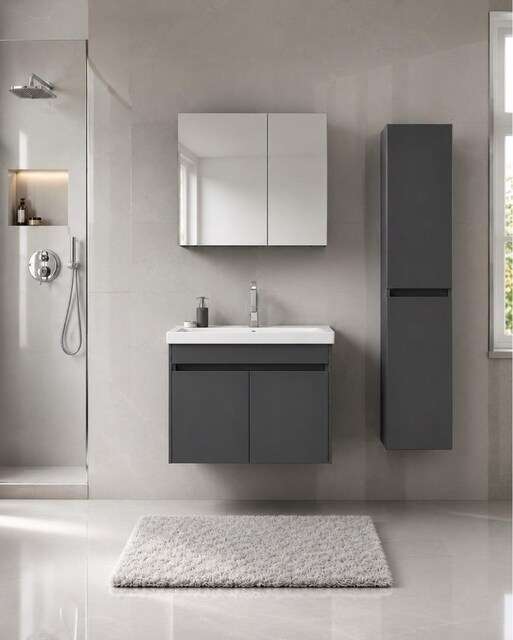 BANYO DOLABI SIFIR MDF BANYO DOLABI GRİ BANYO DOLABI