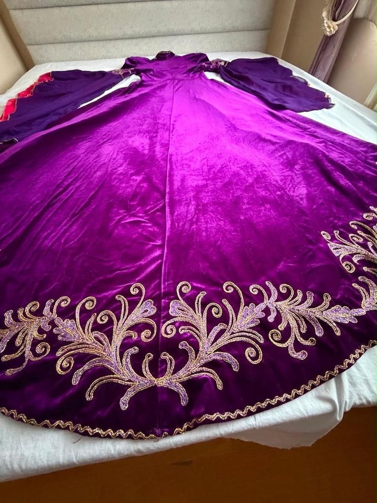 ÖZEL DİKİM MOR KADİFE KAFTAN KINA ELBİSESİ - 3
