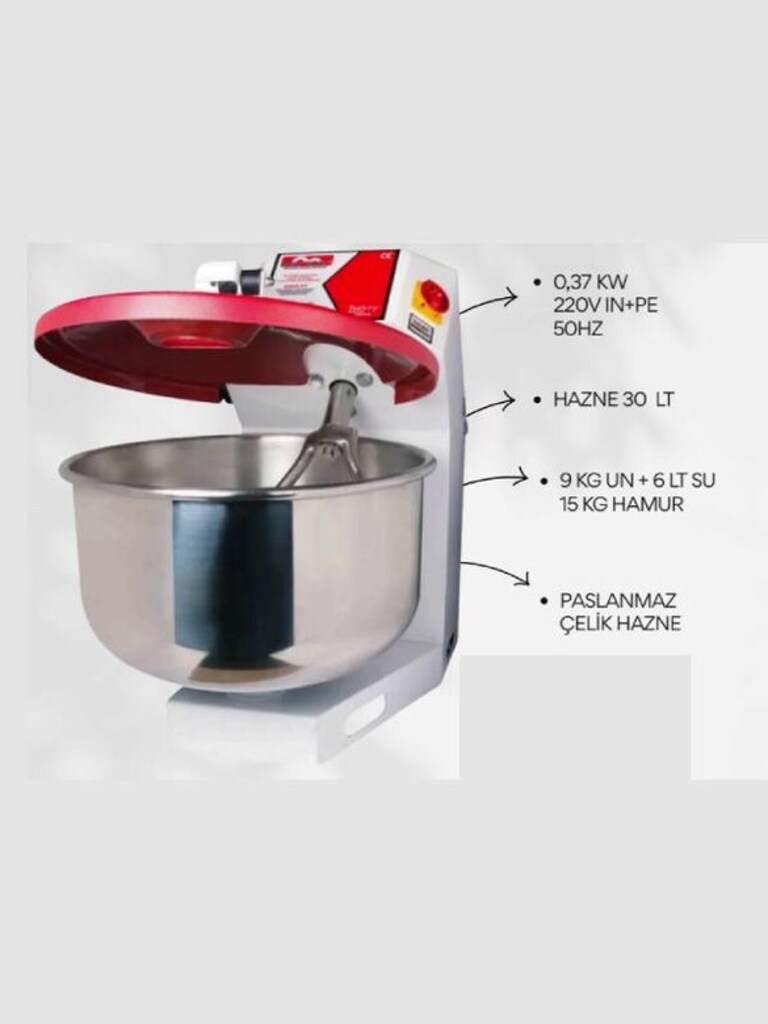 Hamur Yoğurma Makinesi, Hamur Karma, 15 kg, 9 Kg Un + 6 Kg Su - 3