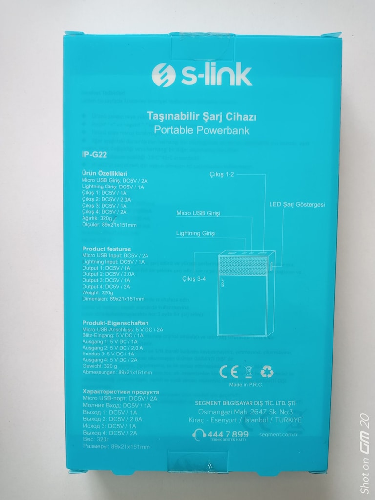 S-link IP-G22 20000mAh 4xUsb Port Girişli Siyah Powerbank - 2