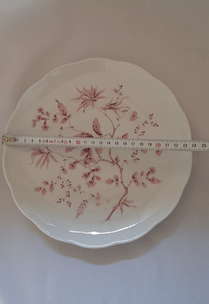 Bordo Çiçek Desenli Porselen Tabak - 5