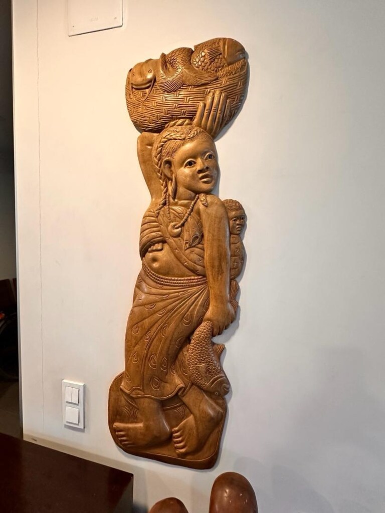 tayland el oyma teak ağacı duvar panosu - 3