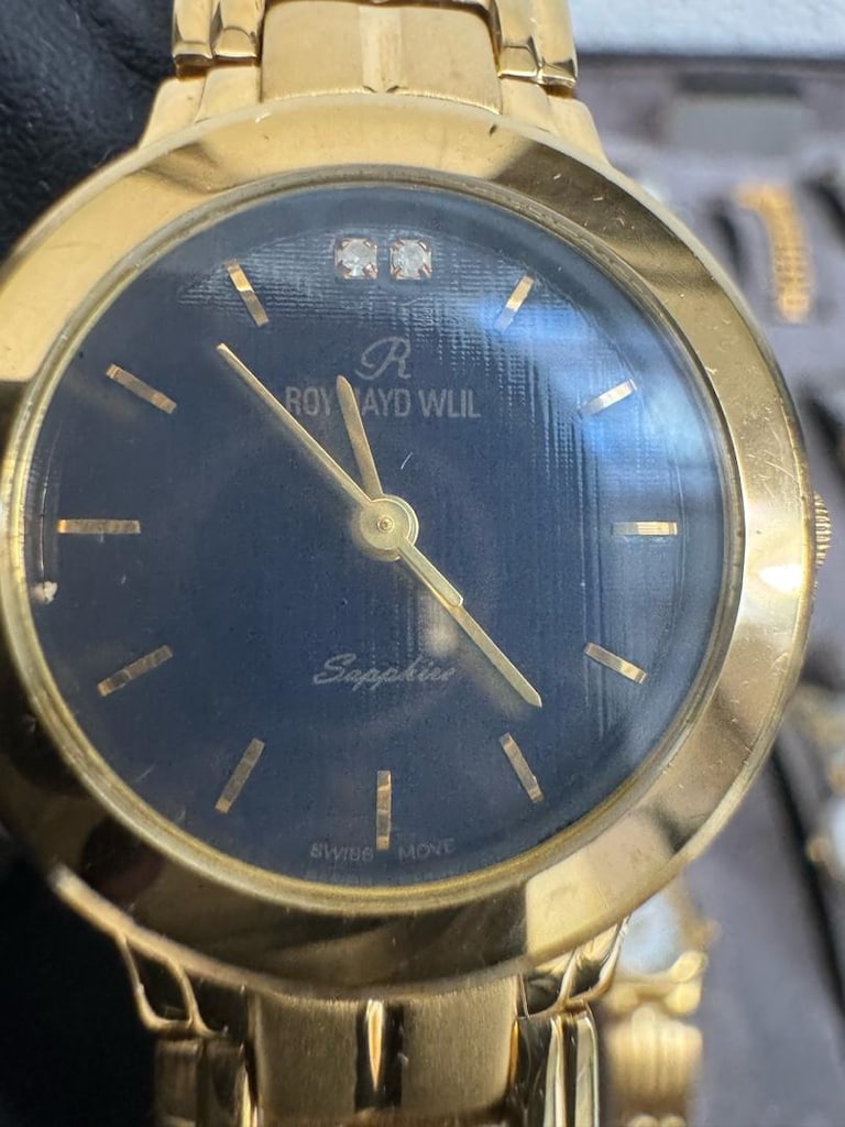 24K Altın Kaplama Taşlı Siyah Kadran Sıfır Vintage Kadın Saati - 6