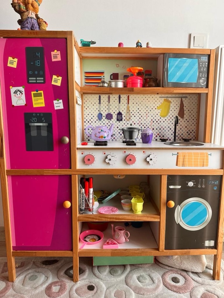 Ahşap Oyuncak Mutfak + Aksesuarları + Pembe IKEA Çocuk Sandalyesi - 6