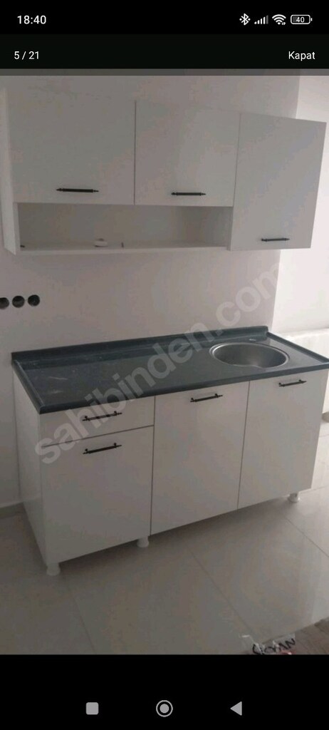 150 cm hazır mutfak ve paslanmaz çelik evyeli mermerit tezgah - 11