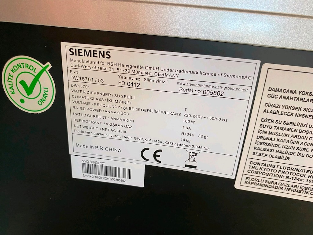 Siemens DW-15701 soğuk su sebili - 10
