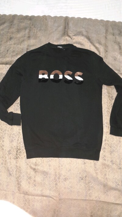 Orijinal Hugo Boss Siyah Nakış Logolu Sweatshirt - S Beden