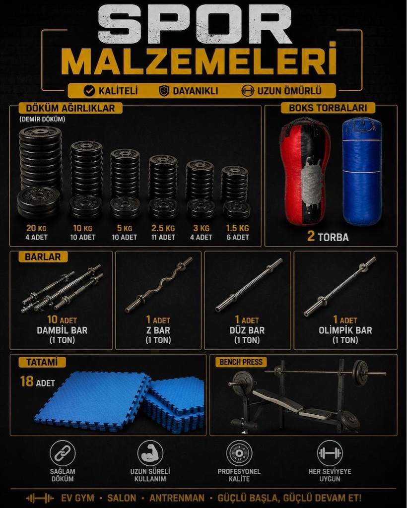 TOPLU SPOR MALZEMELERİ SATILIK – FİYAT AVANTAJLI