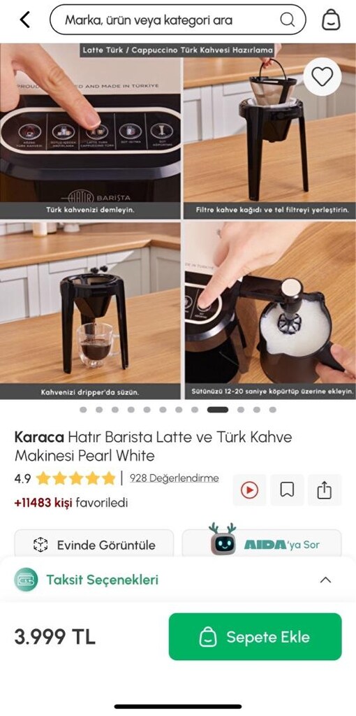KARACA Sıfır Ürün Kahve Makinesi Hatır E225 - 8