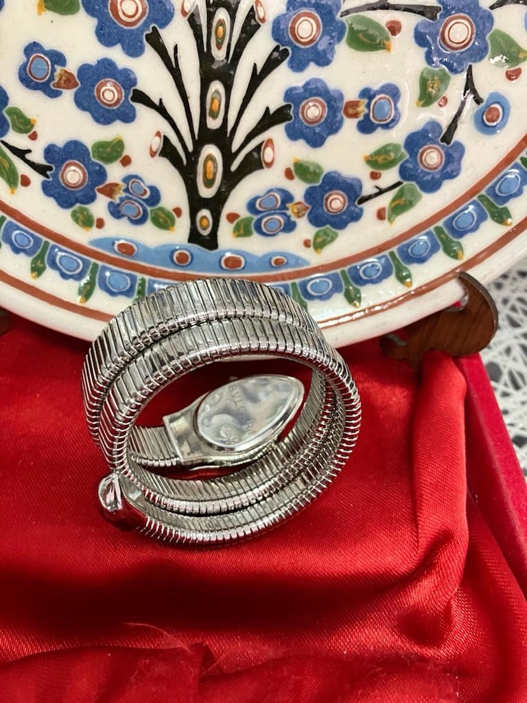 Beyaz Taşlı Bvlgari Serpenti Kadın kol Saati - 8