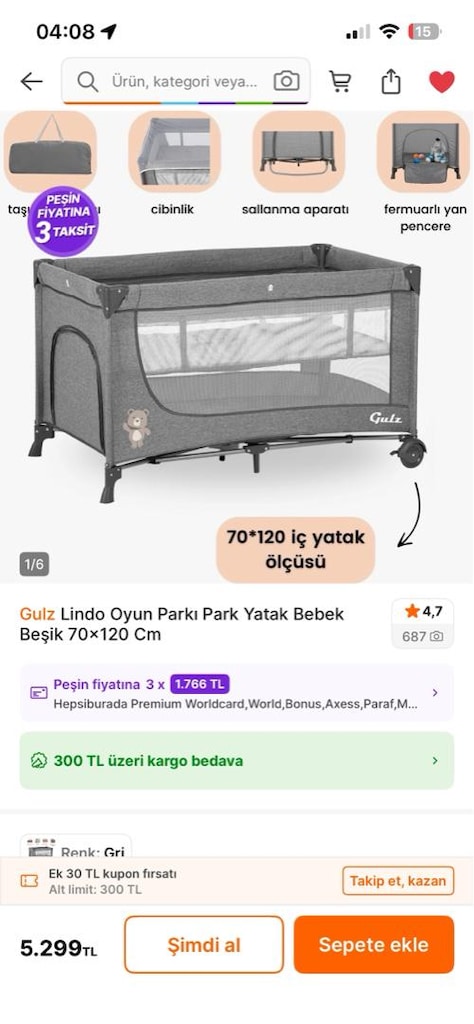 Oyun parklı park yatak ( tertemiz çok az kullanıldı ) - 4