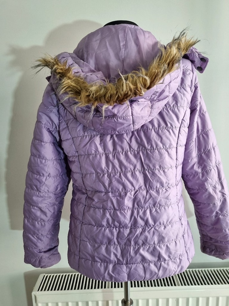 Lila Renkli Kapşonlu Mont - 6