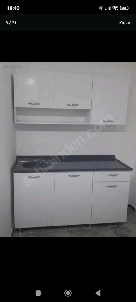 150 cm mutfak dolabı ve paslanmaz çelik evyeli mermerit tezgah - 14