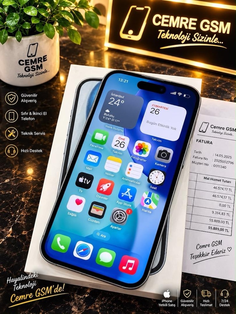İPHONE 15 128 GB PİL 87 TR ORJINAL 4.5 AY GARANTİLİ HATASIZ - 3