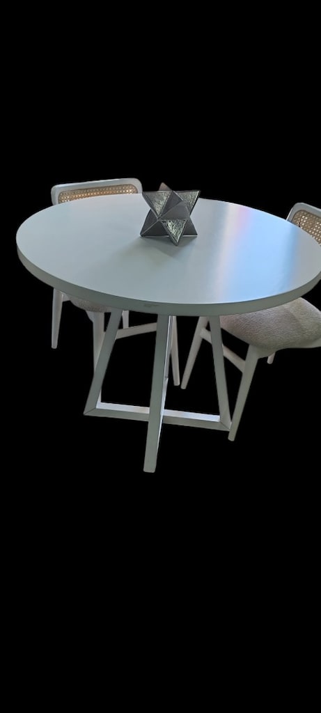 100 cm Yuvarlak Masa ve 4 Adet Hasırlı Sandalye Takımı (Mutfak / Yemek - 4