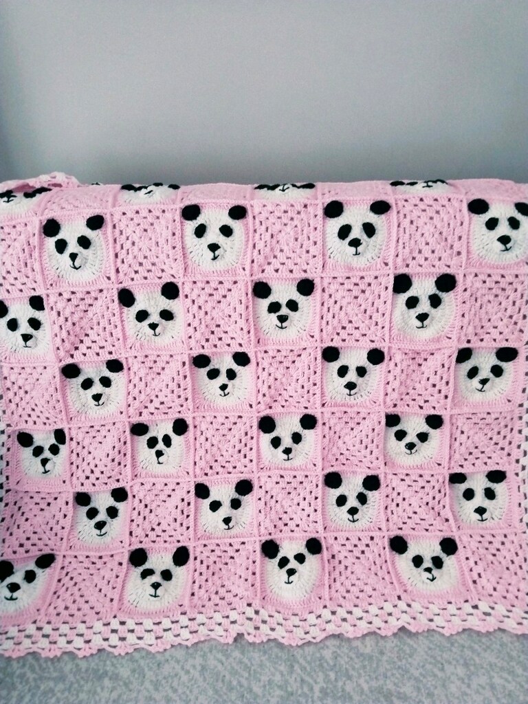 panda desen bebek battaniyesi ve oyuncak - 2