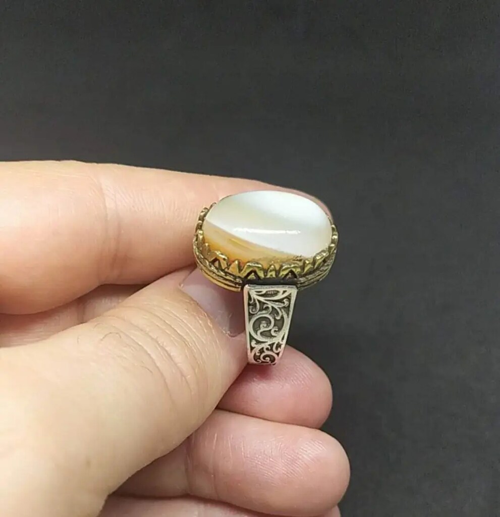 Gümüş Erkek Yüzük Akik Taşlı - 2