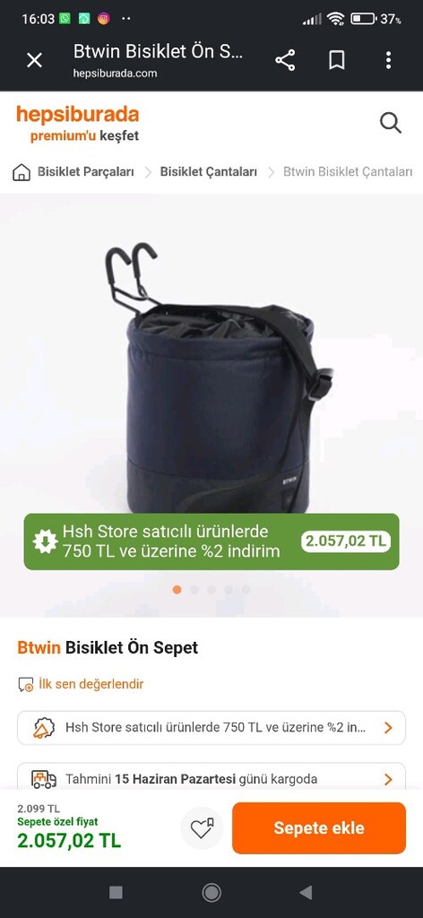 DECATHLON katlanır bisiklet ön çanta çok az kullanılmış sıfır gibi. - 8
