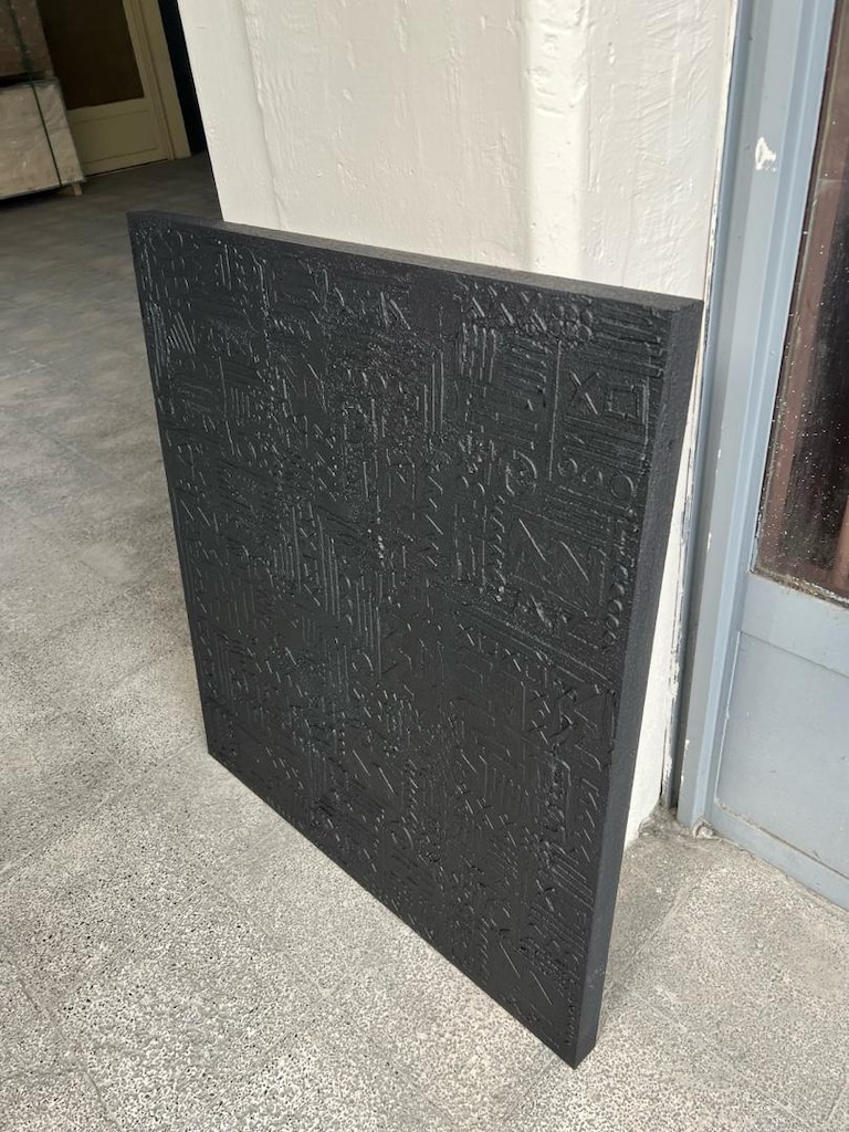 TABLO EL İŞÇİLİĞİ MDF ÜZERİ DOKULU KABARTMALI TEKNİK 80x100 SİYAH - 9